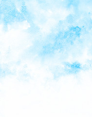 Soft Blue watercolor morning sky background Paint texture