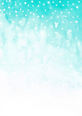 Fototapeta premium Turquoise watercolor texture Gradient Ombre background Polka dot Card template