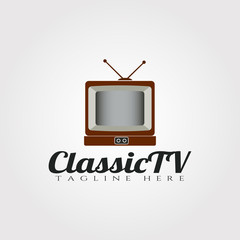 Classic Television vector logo design,Technology icon