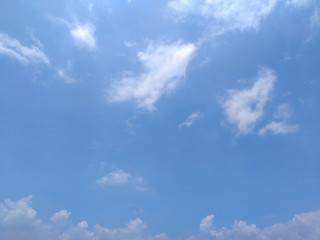 White soft cloud texture on blue sky background