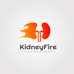 Kidney fire vector logo design,healthcare and medical icon