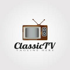 Classic Television vector logo design,Technology icon