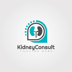 Kidney consultation vector logo or icon