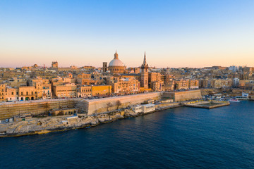 Fototapeta na wymiar Valletta city. Malta. Aerial view. Sunset time