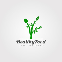 Healthy food vector logo design,Restaurant food icon