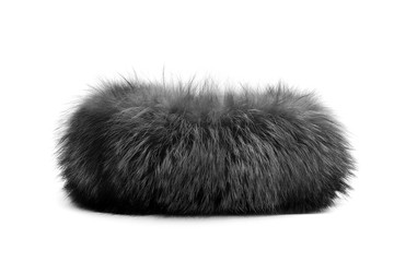 Black animal fur isolated on white background