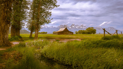 Moulton barn in Grand teton national park wyoming USA,scenic landscape. © paul