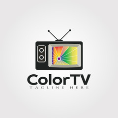 Color Television vector logo design,Technology icon