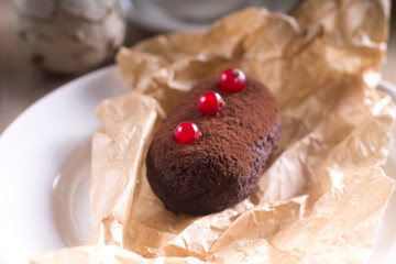 Traditional Russian truffle chocolate cake potato