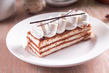 Dessert millefeuille with vanilla cream