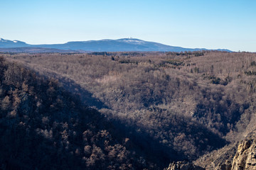 City Thale, Harz with the tourist attractions Hexentanzplatz and Rosstrappe with a wonderful view over the Bode valley near the mountain Brocken