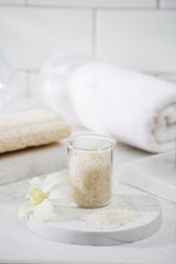 Spa Kit. Shampoo, Soap Bar And Liquid. Shower Gel. Aromatherapy Salt