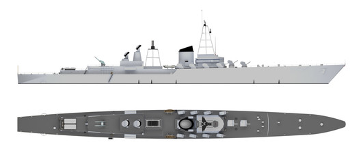 warship isolated on white © petrovk