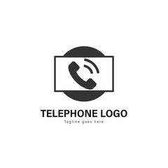 Telephone logo template design. Telephone logo with modern frame vector design