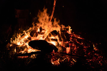 Night campfire with available space at left side.