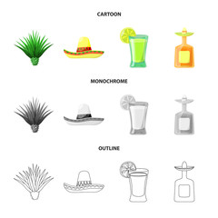 Vector design of cafe and Latin logo. Collection of cafe and national stock symbol for web.