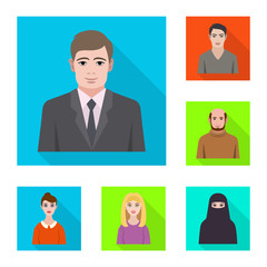 Isolated object of profile and portrait symbol. Collection of profile and profession  vector icon for stock.