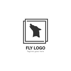 Wolf logo template design. Wolf logo with modern frame vector design