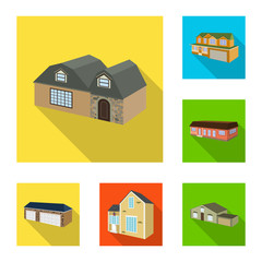 Isolated object of facade and housing sign. Collection of facade and infrastructure stock vector illustration.