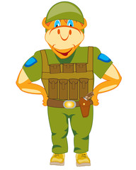 Vector illustration animal in military form with weapon