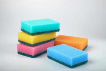 sponge for washing dishes on white background