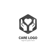 Care logo template design. Care logo with modern frame vector design