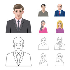 Vector design of hairstyle and profession  sign. Set of hairstyle and character  stock vector illustration.