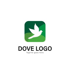 Dove logo template design. Dove logo with modern frame vector design