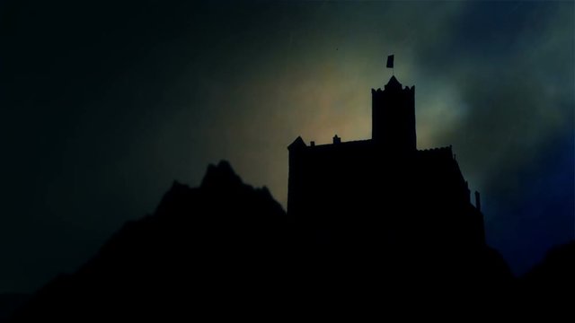 Dracula Castle of Vlad the Impaler Bran Castle Under Rain Storm