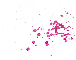 watercolor stain smudge stain, droplets, splashes on paper.