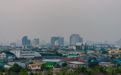 Fototapeta premium cityscape of smog or air pollution over a city in Thailand