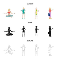 Vector design of posture and mood sign. Set of posture and female vector icon for stock.