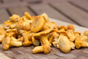 Chanterelles on wood table