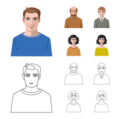 Fototapeta premium Vector design of hairstyle and profession logo. Set of hairstyle and character stock vector illustration.