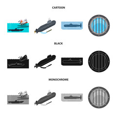 Fototapeta premium Vector design of war and ship sign. Set of war and fleet stock vector illustration.