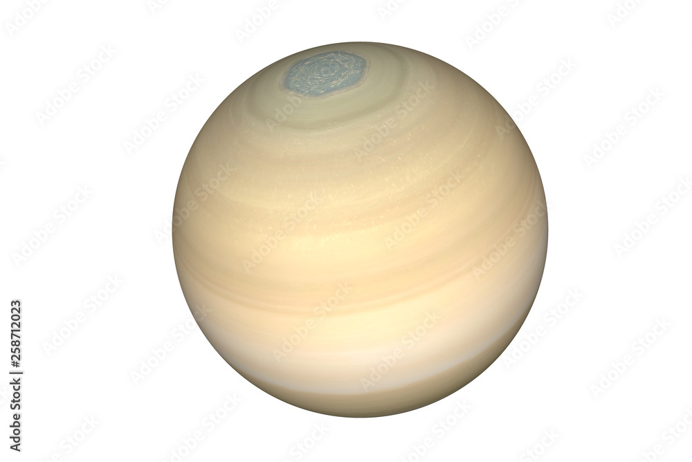 Wall mural saturn planet of solar system isolated on white background.saturn's hexagon. elements of this image 