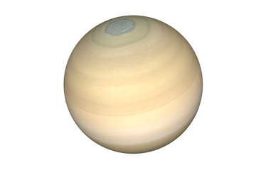 Saturn planet of solar system isolated on white background.Saturn's hexagon. Elements of this image were furnished by NASA. © ALEXANDR YURTCHENKO