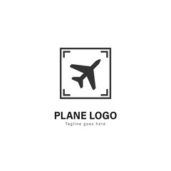 Plane logo template design. Plane logo with modern frame vector design