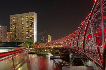 helix bridge singapore at night