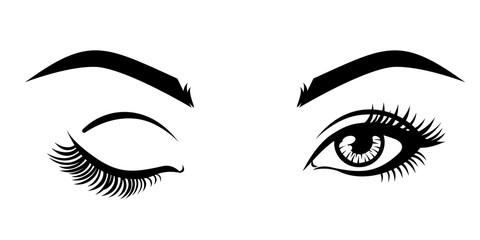 Vector illustration, with closed and open eyes.
