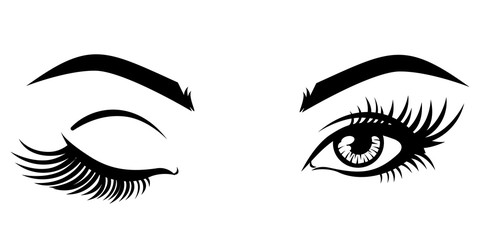 Vector illustration, with closed and open eyes 