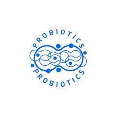 Probiotics logo. Bacteria logo. Concept of healthy nutrition ingredient for therapeutic purposes. Simple flat style trend modern logotype graphic design isolated