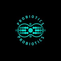 Probiotics logo. Bacteria logo. Concept of healthy nutrition ingredient for therapeutic purposes. Simple flat style trend modern logotype graphic design isolated