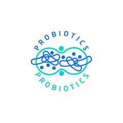 Probiotics logo. Bacteria logo. Concept of healthy nutrition ingredient for therapeutic purposes. Simple flat style trend modern logotype graphic design isolated