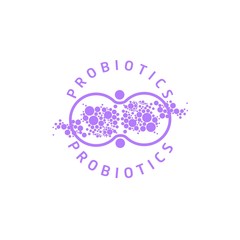 Probiotics logo. Bacteria logo. Concept of healthy nutrition ingredient for therapeutic purposes. Simple flat style trend modern logotype graphic design isolated