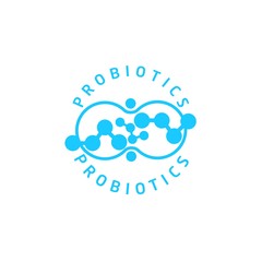 Probiotics logo. Bacteria logo. Concept of healthy nutrition ingredient for therapeutic purposes. Simple flat style trend modern logotype graphic design isolated