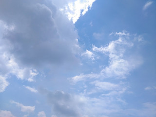 Naklejka na ściany i meble White soft cloud texture on blue sky background