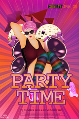 Party Flyer Design with a sexy girl on red ray background
