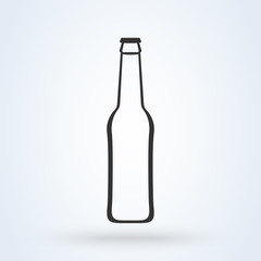 Black glossy wine bottle with highlight . vector icon
