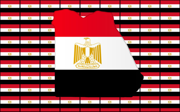 Graphic illustration of an Egyptian flag with a contour of its borders